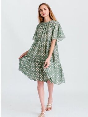 Mirth Vienna green tile print dress